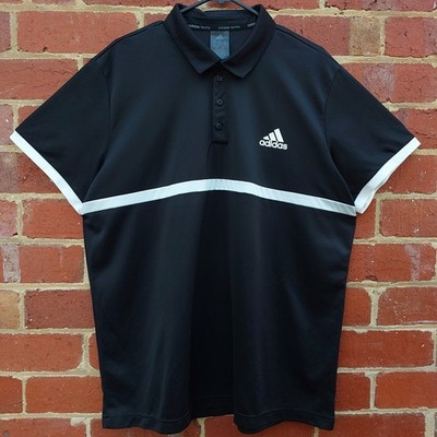 ADIDAS ClimaLite Court Tennis Mens Black Sport Gym Train Sport Polo Shirt - XL