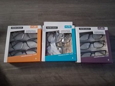 Foster Grant Reading Glasses Lot 3 Packs 1.25 1.50 1.75 9 Glasses 3 Cases