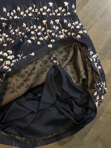 Vera Wang Lined Dress Womens 4 Blue Floral Cocktail Dress Removable Straps LN - Picture 5 of 5
