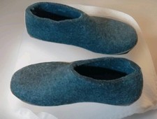 Glerups Shoe Dark Green Wool Slipper With Leather Bottom EU 41 US Women 10 Men 8