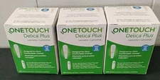 OneTouch Delica Extra Fine 33 Gauge Lancets 3 Boxes 100 Each (300 Total)