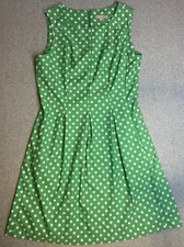 Dress Barn Sz 16 Dress Green Polka Dot Retro Fit & Flair Spring 50s Swing Twirl