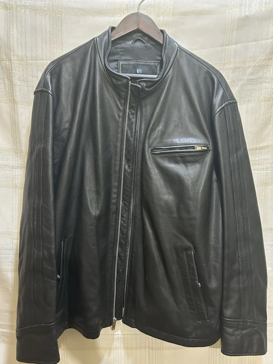 Veste En Cuir Caramel Kenneth Cole - Taille S - Points De Sellier Apparents - Occasion Très Bon état