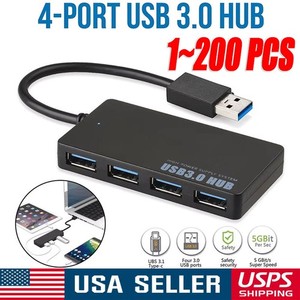 4-Port USB 3.0 Hub 5Gbps Portable Compact PC Mac Ordinateur portable Notebook lot Desktop