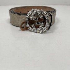 GUCCI Crystal Interlocking G-Belt gray Size 95 - 38