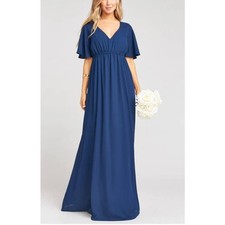 Show Me Your MuMu Emily Maxi Dress Rich Navy Crisp Small NWT