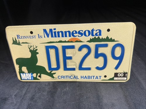 Minnesota License Plate DE259 Critical Habitat Collectible Wildlife Conservation