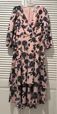 ELIZA J Floral 3/4 Puff Sleeve Lined Slit Midi Drsss sz.2