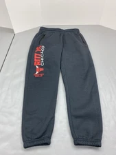 Chicago Bulls Pants Mens Medium Black NBA Basketball Fleece Joggers Drawstring