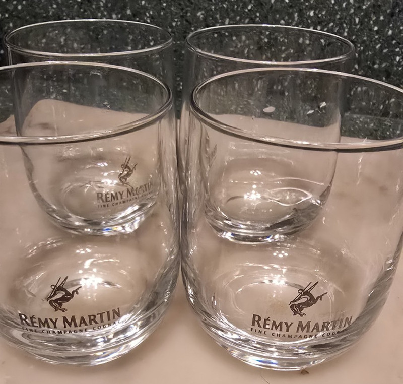 Rare REMY MARTIN Cognac (SET OF 4) Heavy Bottom Glasses Whiskey Bourbon