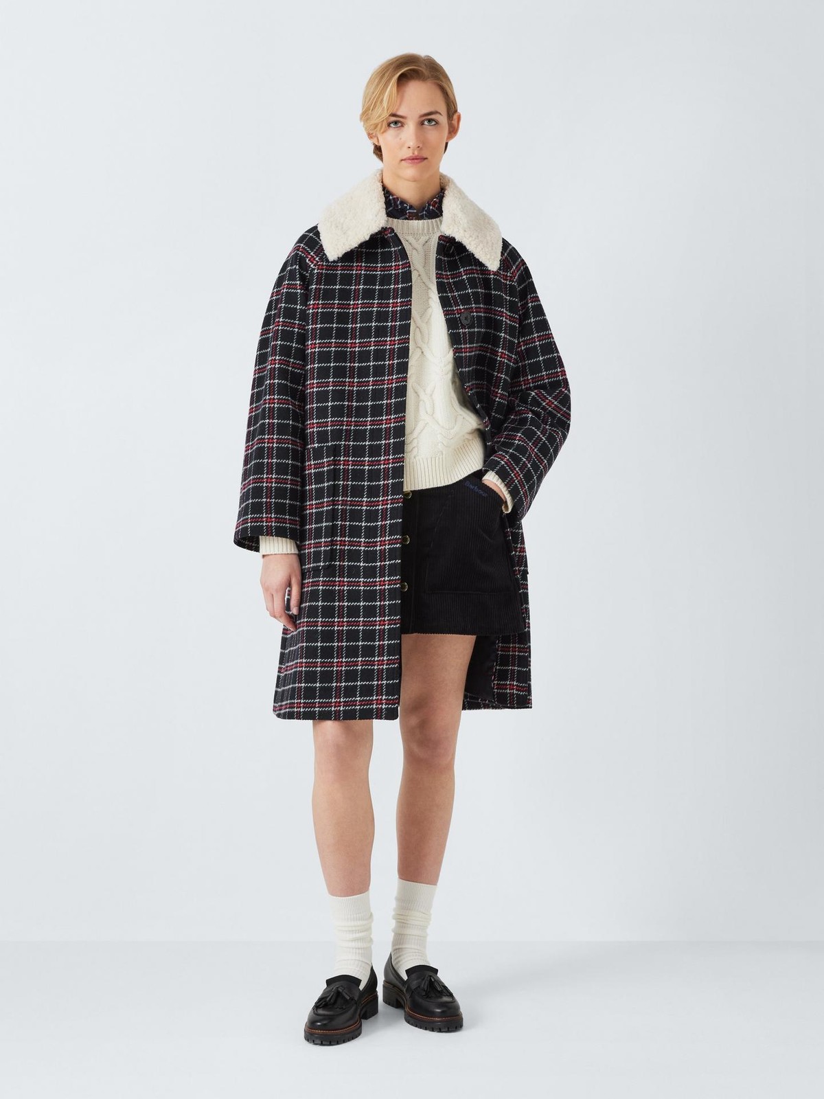 BNWT Barbour Tomorrow's Archive Cartmel Check Wool Coat, Navy/Red Sz:M RRP:£389 image 3