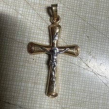 1 1/2" Polished Crucifix Jesus Cross Pendant Real 14K Yellow White Gold