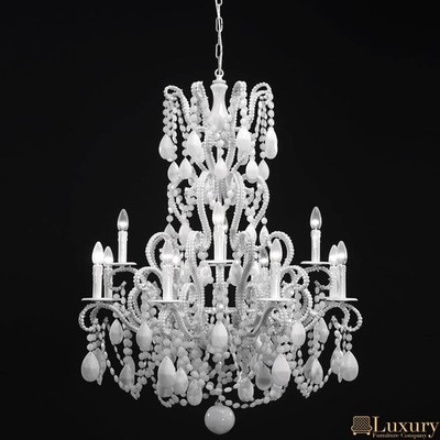 Vintage Clevedon Luxury Milk White Crystal Rock Chandelier 12 Lights 43''x34''
