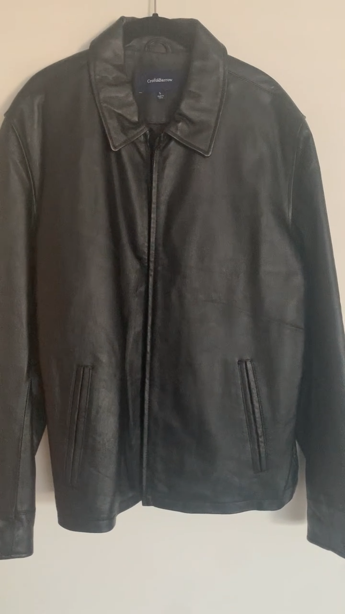 NEW Croft and Barrow Leather Coat Jacket Men's Large Black