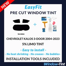 EasyFit Static Pre Cut Tint & Tools For Chevrolet Kalos 3-door 2004-23 5% Limo