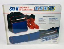 SGI Ski II Two-Piece Ski Luggage Set Single Pair Boot Bag Blue - New Old Stock
