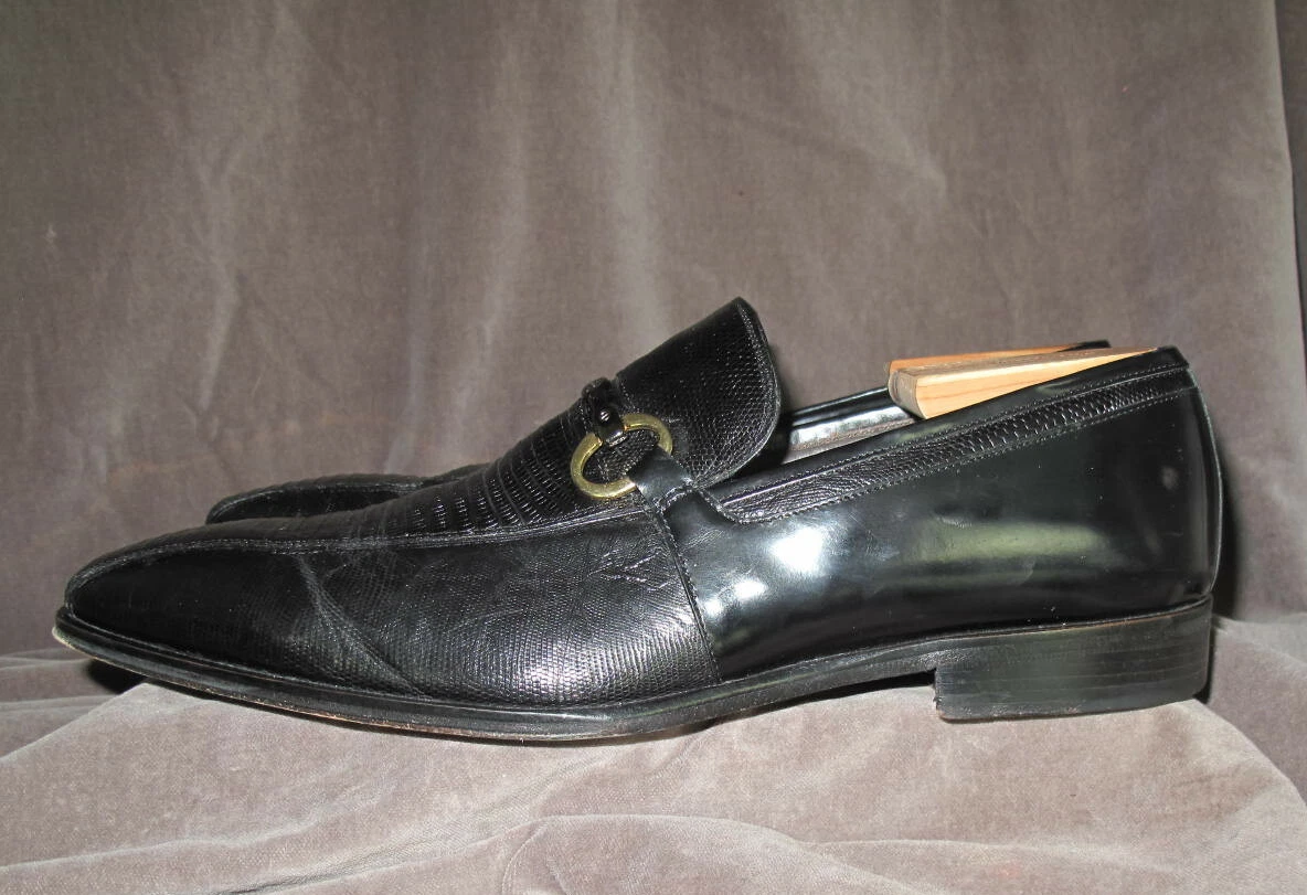 MEZLAN Men s Genuine Lizard Black Loafers 9.5 M A25I36 eBay