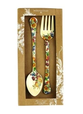 MACKENZIE CHILDS 2 PIECE SET FLOWER MARKET ENAMELED SERVING SET NEW ORIGINAL BOX