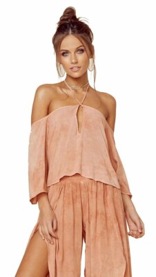 Blue Life Sophia Keyhole Off Shoulder Tie Dye Top Monaco Sunset