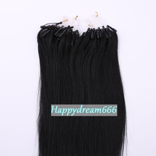 Micro Ring Loop Tip Remy Human Hair Extensions Silky Straight Micro Bead Link US - Picture 14 of 84