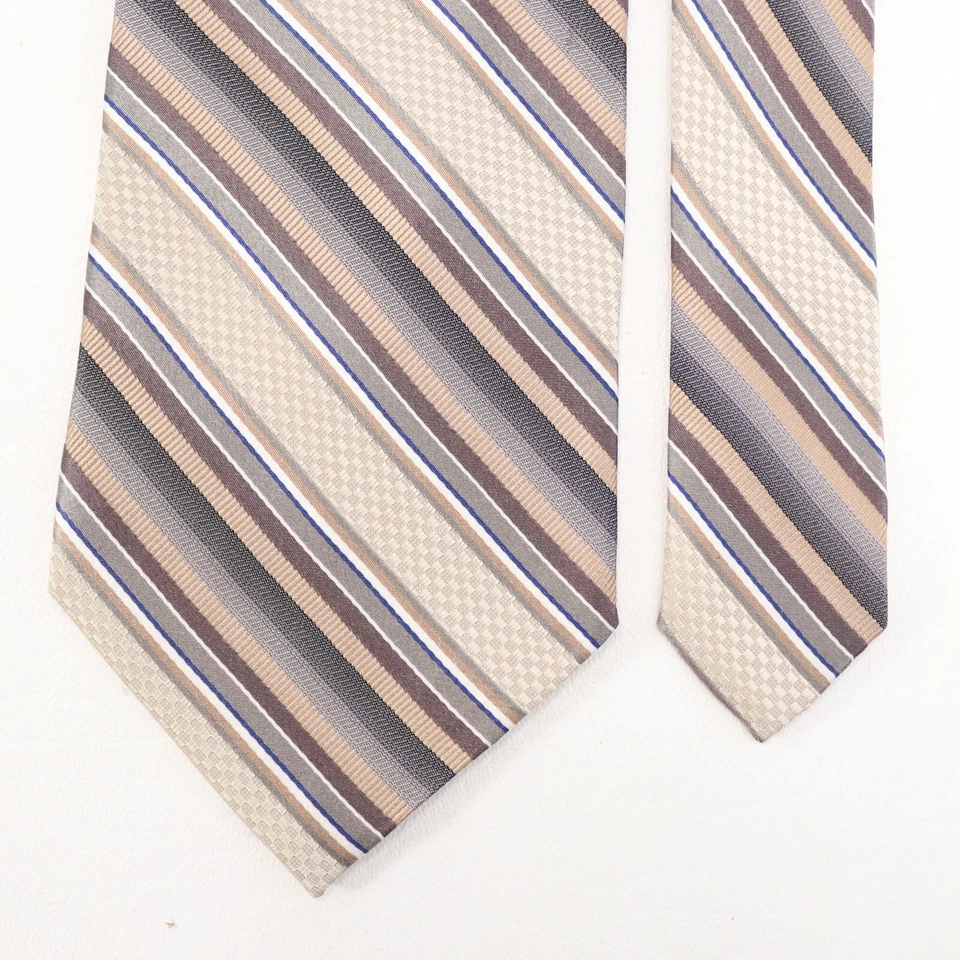 Corbata de guión Martin Wong de colección para hombre 64 en XL seda gris cacao rayas diagonales Foto 3 de 4