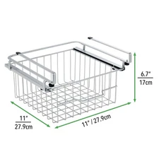 *QTY 2 *mDesign Compact Hanging Pullout Basket-Sliding Shelf Organizer - Silver