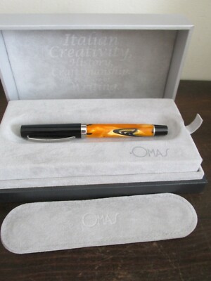 Vintage Omas Bologna RB Orange /Blue Rollerball Pen In Box #8923 Italy