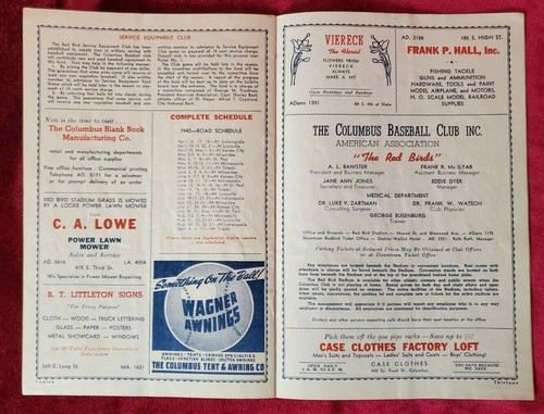 1942 COLUMBUS RED BIRDS OFFICIAL SCORE BOOK- KANSAS CITY BLUES- BOOK WAS SCORED - Picture 7 of 9