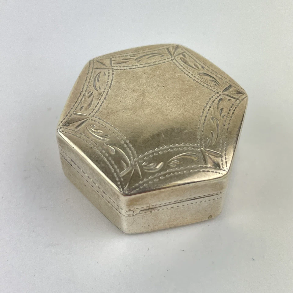 Vinagreta hexagonal antigua georgiana inusual de plata maciza 27 mm Birmingham 1799 Foto 2 de 4