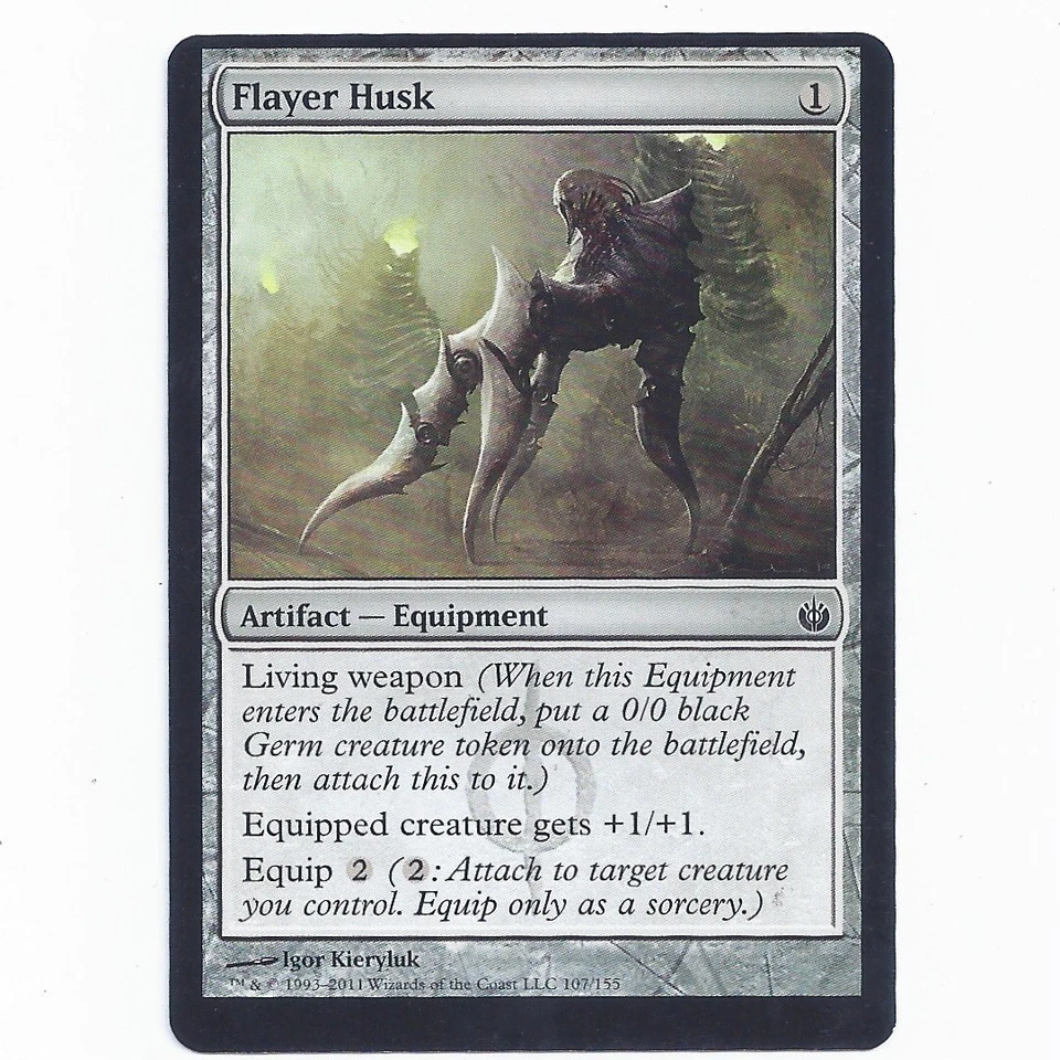 MTG Mirrodin Besieged MBS Flayer Husk 107/155 misprint off-center miscut Magic - Image 2 of 3