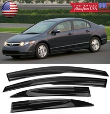 3D Out-Channel Window Visor Sun Vent Rain Wind Guard Shade For 06-11  Civic 4D