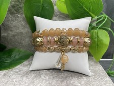 3 PC Handmade Boho Beaded Stackable 6.5" Plus Stretch Bracelet Set New A2596