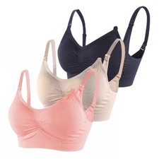 Wire Free Full Bust Seamless Maternity Nursing Bras Bralette 3-Pack Bundle L