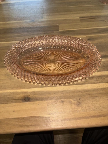 VINTAGE ANCHOR HOCKING MISS AMERICA 10-1/2" PINK OVAL RELISH DISH