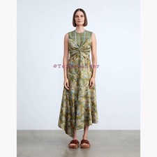 NWT Lafayette 148 New York Patchwork Asymmetric Midi-Dress Size 4 Chive Multi