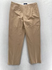 Lands End Ankle Pants Women's 12 Khaki Beige Stretch Slim Leg Side Zip Casual