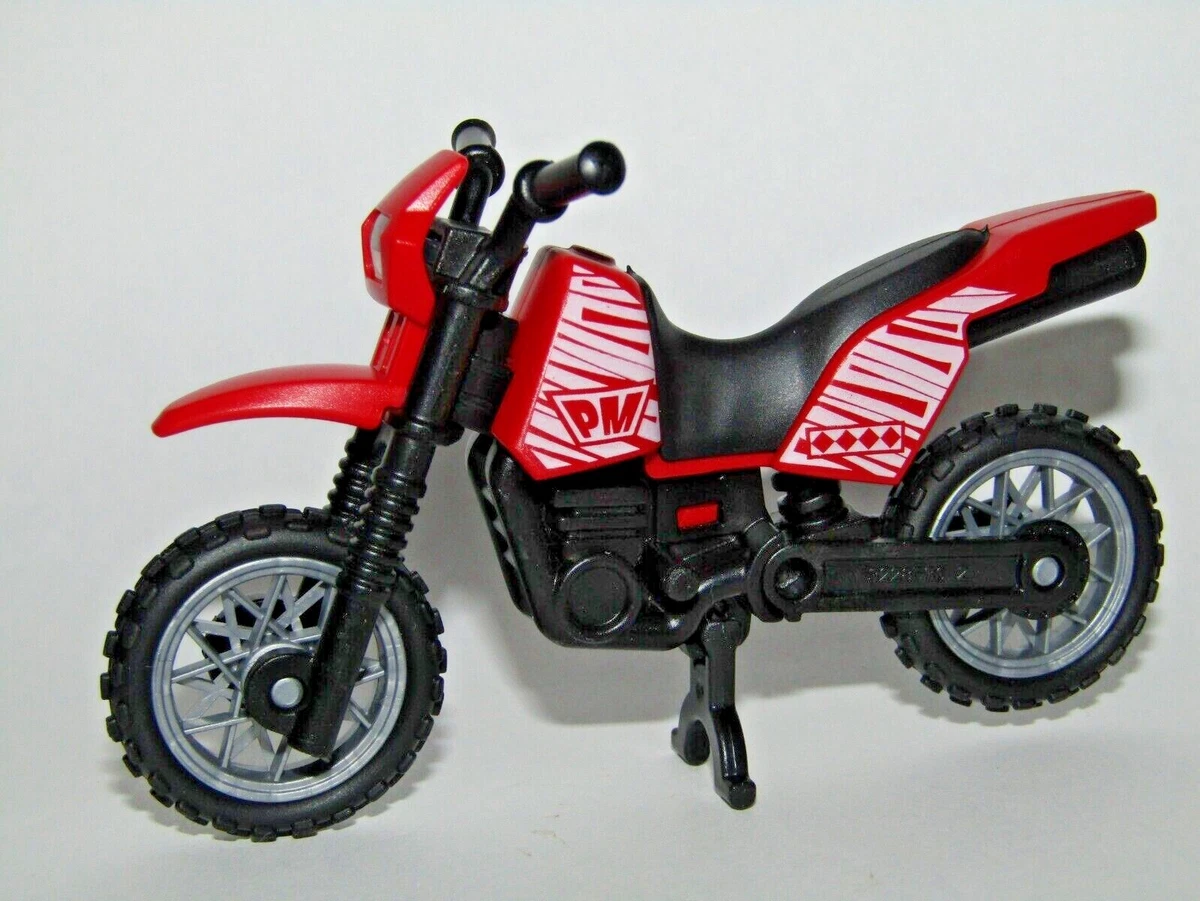 Playmobil Miniature Big red motorcycle motorbike motocross