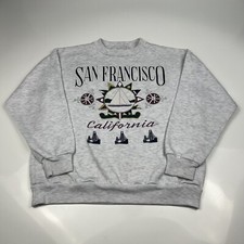 Vintage 80s San Francisco California Grey Sweatshirt Women's Large Made In USA