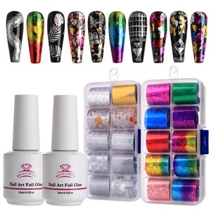 Nail-Art-Foil-Glue-Gel-Con-Starry-Sky-Star-Foil-Stickers-Set-Nail-Trans