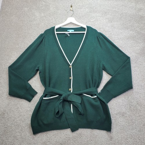 Draper James RSVP Strickjacke Pullover Damen 1X dunkelgrün Strick Gürtel Taschen