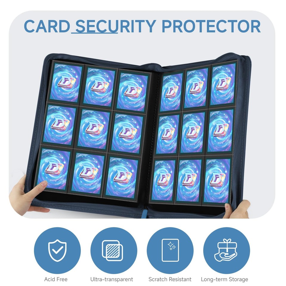 Vault X 9-Vaks Kaartenmap met Ritssluiting, 360 Kaarten, Premium Exo-Tec Album Materiaal, 20 Zijlaadpagina's, Map voor Verzamelspeelkaarten, Sportkaarten, TCG (Blauw
