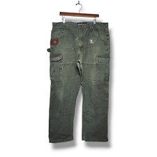 Wrangler Riggs Workwear Ranger Pants 38x32 Green Canvas Double Knee 3W060LD