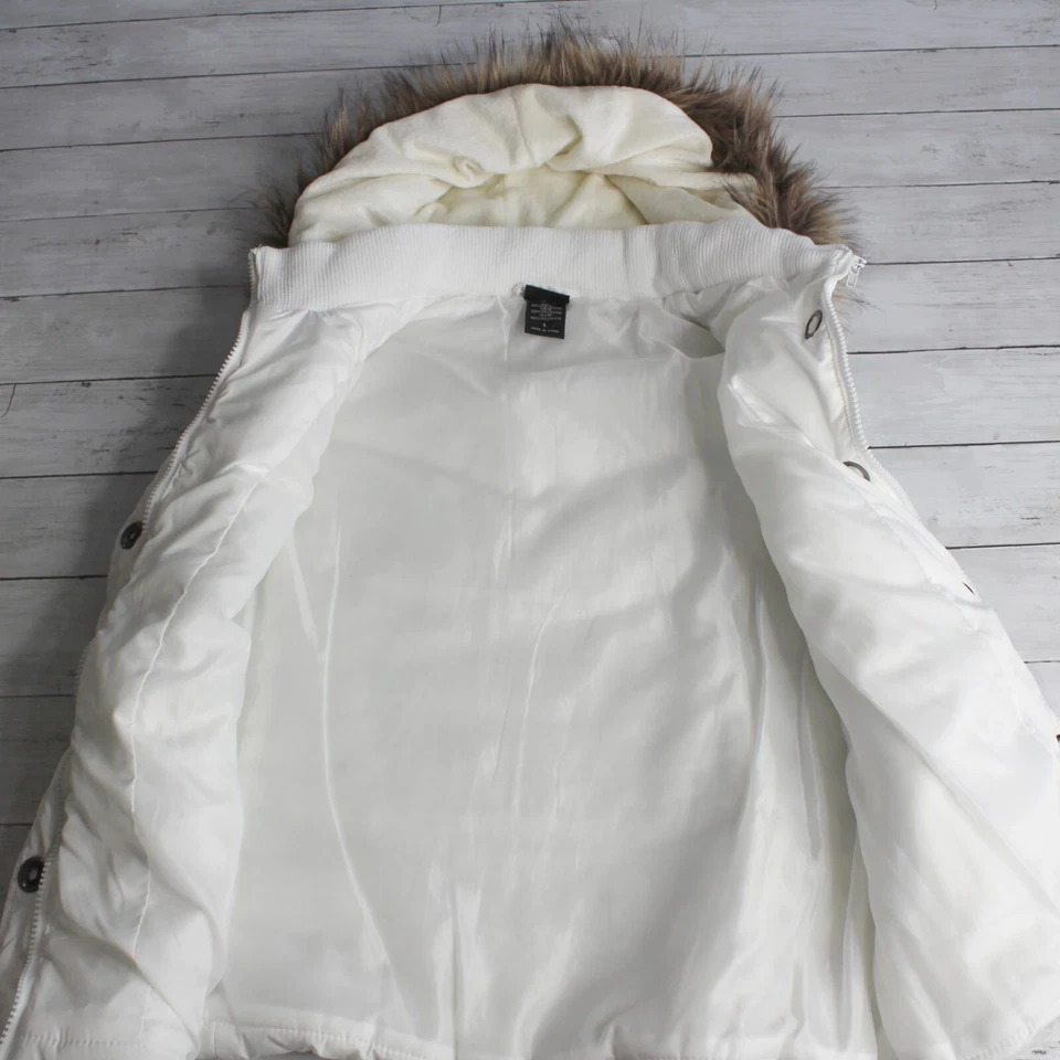 Chaleco chaqueta acolchada sin mangas Vanity para mujer talla L invierno blanco imitación piel capucha Foto 4 de 4