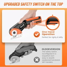 Leather Carpets Cordless Electric Scissors Rotary Cutter,300RPM,Cut up to 1/4 in