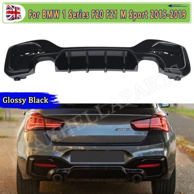 FOR BMW 1 SERIES F20 F21 M135i M140i GLOSS BLACK REAR DIFFUSER M SPORT 15-19 LCI