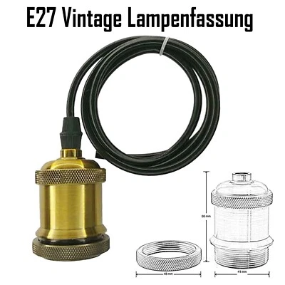 Vintage Lampenfassung  1m Hängelampe Pendelleuchte Retro Lampe Birne Fassung E27 - Bild 1 von 4