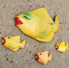 Vtg Chalkware Mom Baby Fish Family Figurines ...