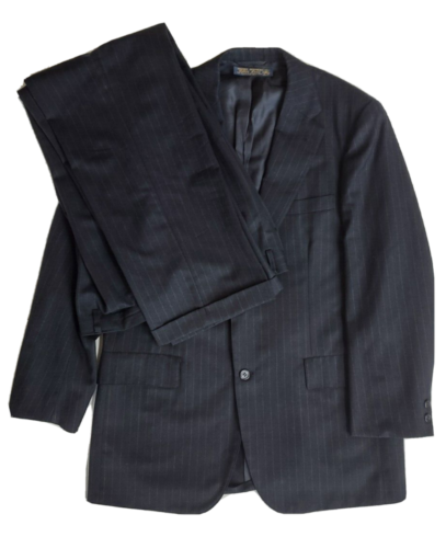 Brooks Brothers Suit Pinstripe Golden Fleece Wool USA 82130 Black READ - Imagen 1 de 11