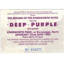 DEEP PURPLE UFO SCORPIONS MOUNTAIN Concert Ticket Stub 6/22/85 KNEBWORTH UK Rare