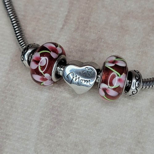 Hallmark Connections Celebrate Mom 7,5" Edelstahl Armband Glas & Stopper Perlen - Bild 1 von 8